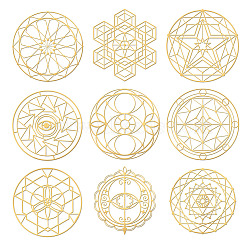 Nickel Decoration Stickers, Metal Resin Filler, Epoxy Resin & UV Resin Craft Filling Material, Religion Theme, Floral Pattern, 40x40mm, 9 style, 1pc/style, 9pcs/set(DIY-WH0450-018)
