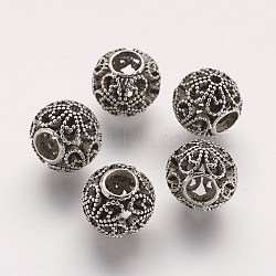 Tibetan Style Alloy European Beads, Round, Antique Silver, 12x10mm, Hole: 5mm(PALLOY-F149-21AS)