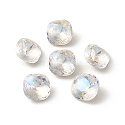 K9 Glass Rhinestone Cabochons, Pointed Back & Back Plated, Faceted, Square, Light Crystal AB, 10x10x6mm(GLAA-I052-01H)