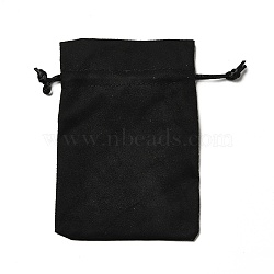 Velvet Cloth Drawstring Bags, Jewelry Bags, Christmas Party Wedding Candy Gift Bags, Rectangle, Black, 15x10cm(TP-G001-01D-06)