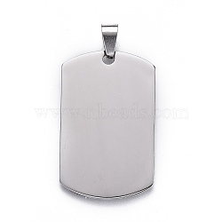 Tarnish Resistant 201 Stainless Steel Stamping Blank Tag Pendants, Rectangle, Stainless Steel Color, 40x25x1.5mm, Hole: 4x9mm(STAS-O044-02-P122)