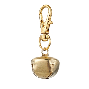 Iron Bell Pendant Decoration, Alloy Swivel Lobster Claw Clasps Charms for Backpack Key Chain Ornaments, Golden, 50mm