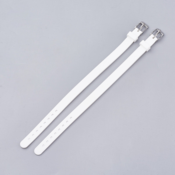 Silicone Watch Bands, with 201 Stainless Steel Clasps, White, 8-7/8 inch(22.5~22.7cm), 10x3mm