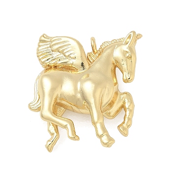 Brass Pendants, Unicorn Charms, Rack Plating, Long-Lasting Plated, Cadmium Free & Lead Free, Real 16K Gold Plated, 15.5x24x9.5mm, Hole: 1.6mm
