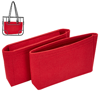 Wool Felt Bag Organizer Inserts, for Bucket Bag Accessories, Rectangle, Red, Finished Product: 22.5x14x9.4cm