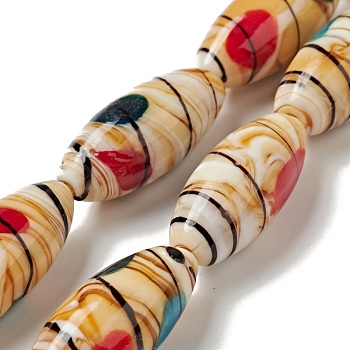 Handmade Lampwork Beads Strand, Oval, BurlyWood, 30~31x13mm, Hole: 1.2mm, about 10pcs/strand, 11.81 inch(30cm)
