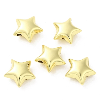 Rack Plating Brass Beads, Long-Lasting Plated, Lead Free & Cadmium Free, Star, Real 18K Gold Plated, 20.5x21.5x10mm, Hole: 3.5x3mm