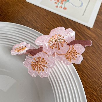Flower Cellulose Acetate Large Claw Hair Clips, for Women Girl Thick Hair, Pearl Pink, 40x83mm