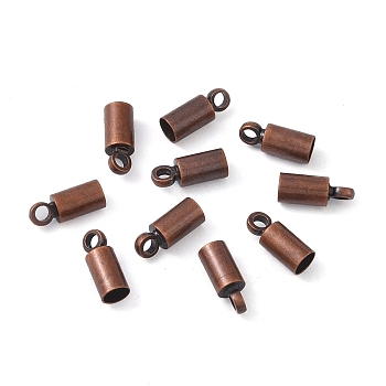 Brass Cord Ends, Nickel Free, Red Copper, 9x3.5mm, Hole: 1.5mm, 3mm inner diameter