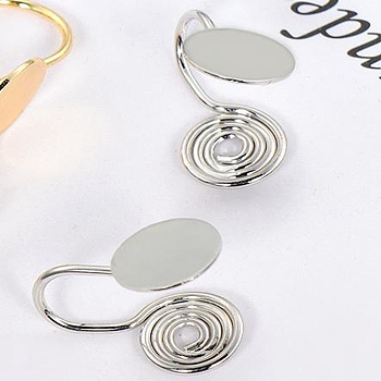 Brass Clip-on Earring, Platinum, 14.5x12x7.8mm