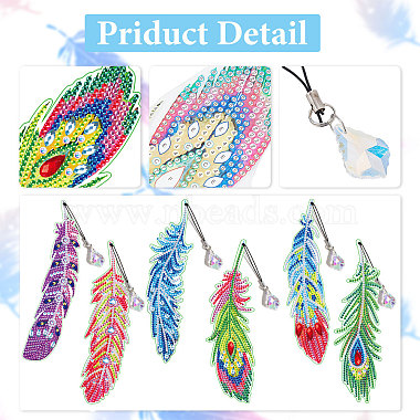 Marcapáginas de plumas diy con kits de pintura de diamantes colgantes(DIY-WH0366-56)-6