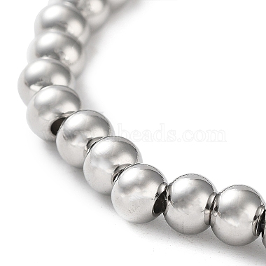 316 Surgical Stainless Steel Round Beaded Stretch Bracelets(BJEW-M305-01C-P)-2