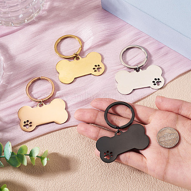 4Pcs 4 Styles Stainless Steel Keychains(KEYC-TA0004-81A)-5