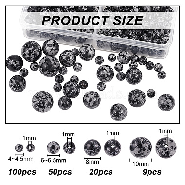 179pcs 4 Sizes Synthetic Snowflake Obsidian Beads(G-AR0005-39)-2