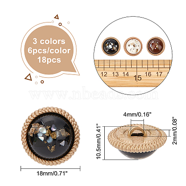 CHGCRAFT 18Pcs 3 Colors Cellulose Acetate(Resin) and Alloy Buttons(DIY-CA0004-45)-2