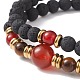 2 pièces 2 style pierre de lave synthétique et agate rouge naturelle cornaline et oeil de tigre ensemble de bracelets extensibles perlés(BJEW-JB08698)-5