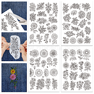 4 Sheets 11.6x8.2 Inch Stick and Stitch Embroidery Patterns, Non-woven Fabrics Water Soluble Embroidery Stabilizers, Flower, 297x210mmm(DIY-WH0455-030)