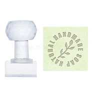 Clear Acrylic Soap Stamps, DIY Soap Molds Supplies, Square, Leaf, 60x38x38mm, pattern: 35x35mm(DIY-WH0445-013)