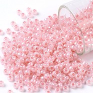 TOHO Round Seed Beads, Japanese Seed Beads, (908) Baby Pink Ceylon Pearl, 8/0, 3mm, Hole: 1mm, about 222pcs/bottle, 10g/bottle(SEED-JPTR08-0908)