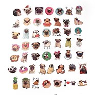 50Pcs 50 Styles Paper Pug Dog Cartoon Stickers Sets, Adhesive Decals for DIY Scrapbooking, Photo Album Decoration, Dog Pattern, 39~79x34~70x0.2mm, 1pc/style(STIC-P004-23D)