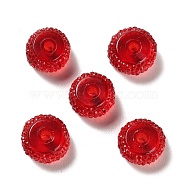 Transparent Resin Beads, Textured Rondelle, Red, 12x7mm, Hole: 2.5mm(RESI-B020-08C)