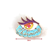 Evil Eye Alloy Enamel Brooch, Lucky Eye Enamel Pins, Light Gold, Light Sky Blue, 28mm(PW-WG98994-01)