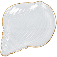 SUNNYCLUE 1Pc Ocean Series Transparent Gold Rim Glass Jewelry Plates, Multi-Use Dinnerware, Conch, 218x152x31mm(AJEW-SC0002-79A)