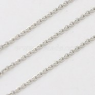 304 Stainless Steel Cable Chains, Soldered, Flat Oval, Stainless Steel Color, 1.5x1.2mm(CHS-H001-23P-B)