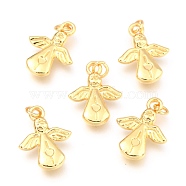 Alloy Pendants, Long-Lasting Plated, with Jump Ring, Angel, Real 18K Gold Plated, 16.5x13x3.1mm, Hole: 2.5mm(PALLOY-B024-13G)