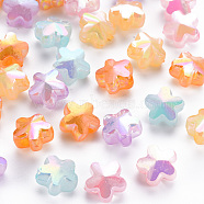 Imitation Jelly Acrylic Beads, AB Color Plated, Flower, Mixed Color, 11x12x7.5mm, Hole: 2.5mm, about 890pcs/500g(TACR-S154-46E)