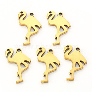 PVD Vacuum Plating 304 Stainless Steel Pendants, Laser Cut, Flamingos Shape, Real 18K Gold Plated, 15.5x11x1mm, Hole: 1.2mm(STAS-N092-36G)