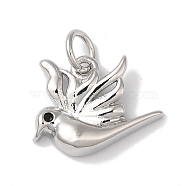 Rack Plating Brass Enamel Charms, with Jump Ring, Long-Lasting Plated, Lead Free & Cadmium Free, Bird Charm, Platinum, 11.5x14.5x3mm, Hole: 3mm(KK-B092-35P)