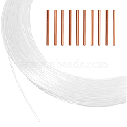 Transparent Round Nylon Bonings, Soft Corset Bone, Sewing Supplies Accessories, with Brass Crimp Tube Beads, Clear, 1.2mm, 50 yards(about 45.72m)/bag(FIND-BC0003-53)