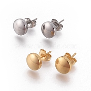 304 Stainless Steel Stud Earrings, Hypoallergenic Earrings, with Ear Nuts, Flat Round, Mixed Color, 7.5x3.5mm, Pin: 0.6mm, 6pairs/card(EJEW-I235-08)