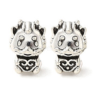 Tibetan Style Alloy European Beads, Large Hole Beads, Cadmium Free & Lead Free, Dragon with Cloud, Antique Silver, 14x10x9mm, Hole: 4mm, about 333pcs/1000g(PALLOY-M217-15AS)
