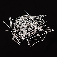 Silver Color Plated Brass Eye Pin Jewery Making Findings, Cadmium Free & Lead Free, 20x0.7mm, Hole: 2mm(X-EPC2.0cm-S)