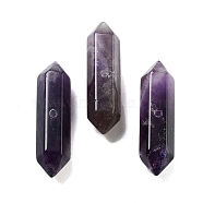 Natural Amethyst Double Terminal Pointed Beads, Faceted Bullet, 32.5x9x8mm, Hole: 1.6mm(G-A231-01F)