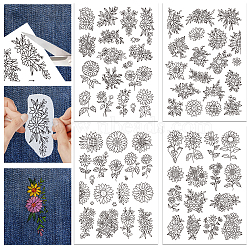 4 Sheets 11.6x8.2 Inch Stick and Stitch Embroidery Patterns, Non-woven Fabrics Water Soluble Embroidery Stabilizers, Flower, 297x210mmm(DIY-WH0455-030)