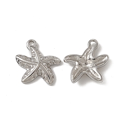 201 Stainless Steel Pendants, Starfish Charm, Stainless Steel Color, 17x17x3.5mm, Hole: 1.8mm(STAS-J401-VC758)