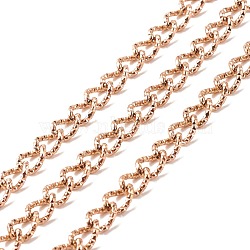 Ion Plating(IP) 304 Stainless Steel Curb Chains, Textured, Unwelded, with Spool, Rose Gold, 10x7x1.5mm, about 16.40 Feet(5m)/Roll(CHS-E005-01RG)