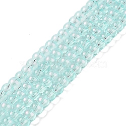 Glass Bead Strands, with Glitter Powder, Round, Light Sky Blue, 6x5.5mm, Hole: 1mm, about 142pcs/strand, 29.92''(76cm)(GLAA-K068-01A-03)