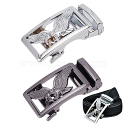 2Pcs 2 Colors Alloy DIY Adjustable Automatic Buckle, for Men's Belt Head Accessories, Rectangle with Eagle Pattern, Gunmetal & Platinum, 40.5x82x18mm, Hole: 5x36mm, 1pc/color(FIND-AR0004-40)