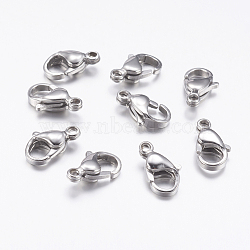 316 Surgical Stainless Steel Lobster Claw Clasps, Parrot Trigger Clasps, Manual Polishing, Stainless Steel Color, 12x6.2mm, Hole: 1mm, Inner Size: 4.5mm(316-FL12A)