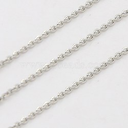 Tarnish Resistant 304 Stainless Steel Cable Chains, Soldered, Flat Oval, Stainless Steel Color, 1.5x1.2mm(CHS-H001-23P-B)