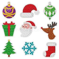 Christmas Theme DIY Diamond Painting Stickers Kits For Kids, with Rhinestones and Diamond Painting Tools, Bells & Christmas Hat & Gifts & Santa Claus & Elk & Christmas Tree & Snowflakes & Socks, Mixed Color, 23x8x2.4cm(DIY-H123-04)