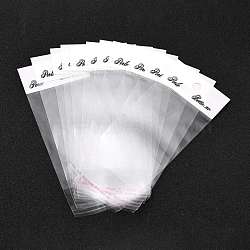 Cellophane Bags, with Word, White, 12x6x0.002cm, Hole: 8mm(OPC-I002-6x15cm-B)