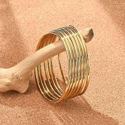7Pcs 201 Stainless Steel Plain Bangle Sets for Women, Real 18K Gold Plated, 2-5/8 inch(6.8cm)(X-BJEW-L664-022C-G02)