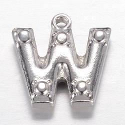 Tarnish Resistant 201 Stainless Steel Charms, Letter W, Stainless Steel Color, 15.2x15x3mm, Hole: 1.2mm(STAS-G081-45P)