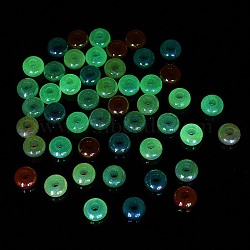 Luminous Rainbow Iridescent Plating Acrylic European Beads, Glitter Beads, Large Hole Beads, Glow in thr Dark, Rondelle, Mixed Color, 14x9mm, Hole: 5mm(OACR-P019-04A-M)