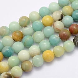 Natural Flower Amazonite Beads Strands, Round, 8~8.5mm, Hole: 1mm, about 47pcs/strand, 15.7 inch(40cm)(X-G-G697-F06-8mm)